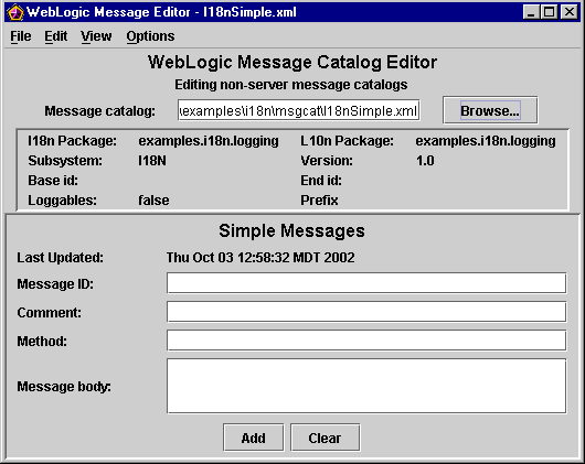WebLogic Message Editor for Simple Messages