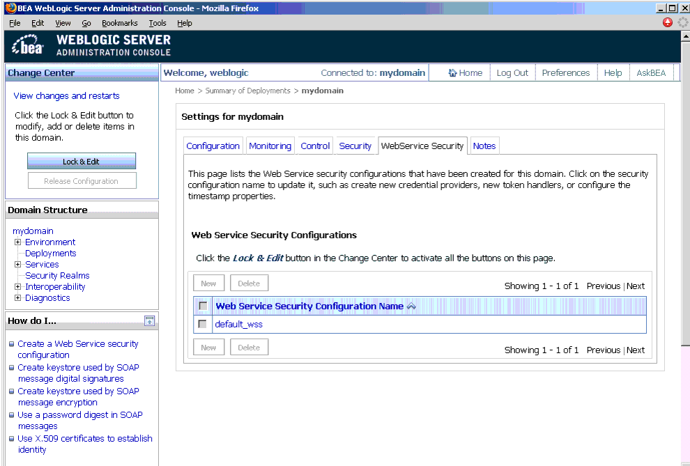Web Service Security Configuration in Administration Console