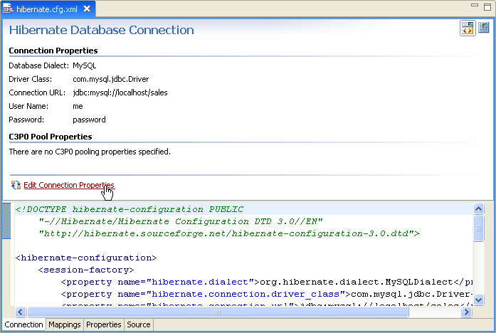 Click Edit Connection Properties to upgrade connection information