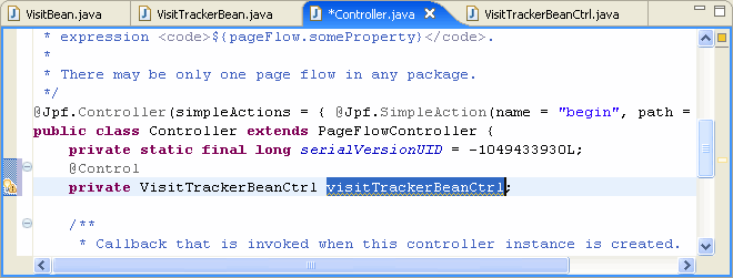 EJB control variable in page flow controller