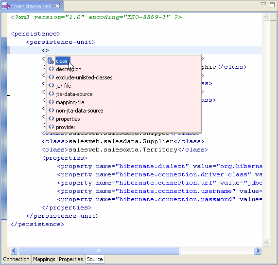 Press control+space for XML completion