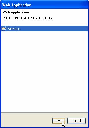 Select a web application project and click OK