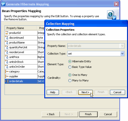 Edit collection mapping properties