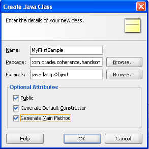 Providing Java Class Details dialog box.