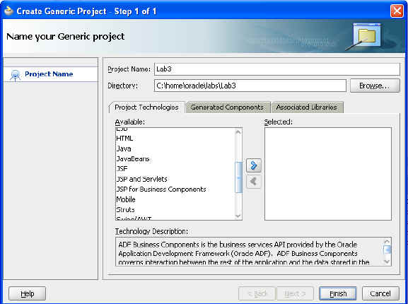 Providing Generic Project Details dialog box.