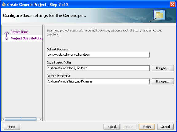 Configuring Java Settings for the New Project