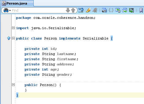 Person Class in the JDeveloper Code Editor