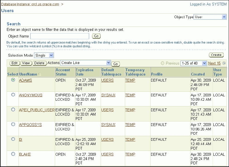 Users page. Users page.
