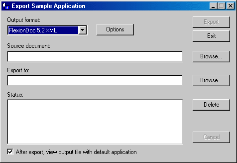 export Main Window for XML Export