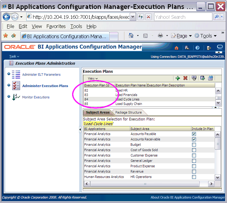 Execution Plan Id highlighted in Execution Plan list.