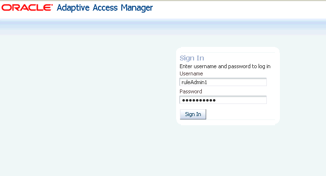 The OAAM login to the Admin Console is shown.