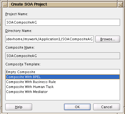 Creating a new SOA composite with BPEL.