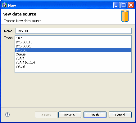 The metadata wizard, used to define the import name and type