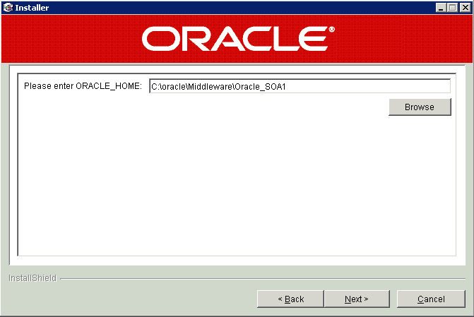 Oracle Home Path Screen