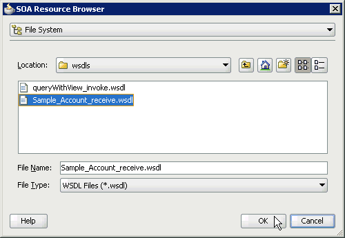 SOA Resource Browser dialog box
