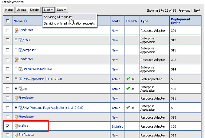 Deployments page