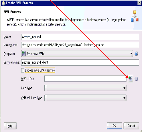 Create BPEL Process dialog box