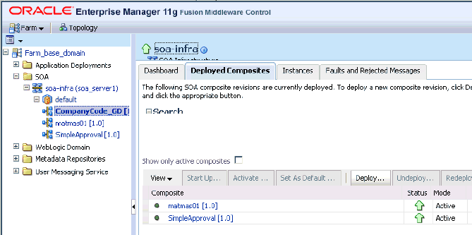 Oracle Enterprise Manager console