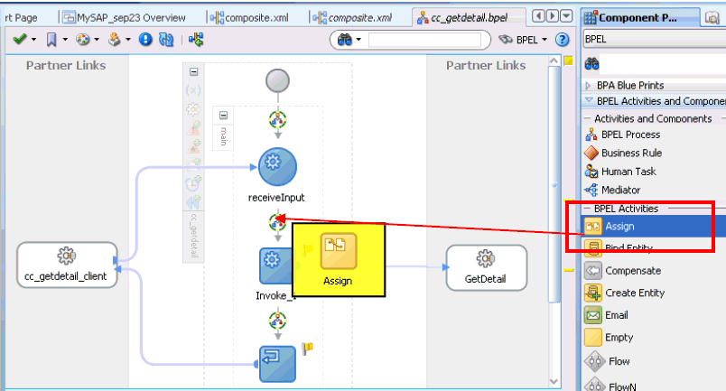 Oracle JDeveloper workspace area