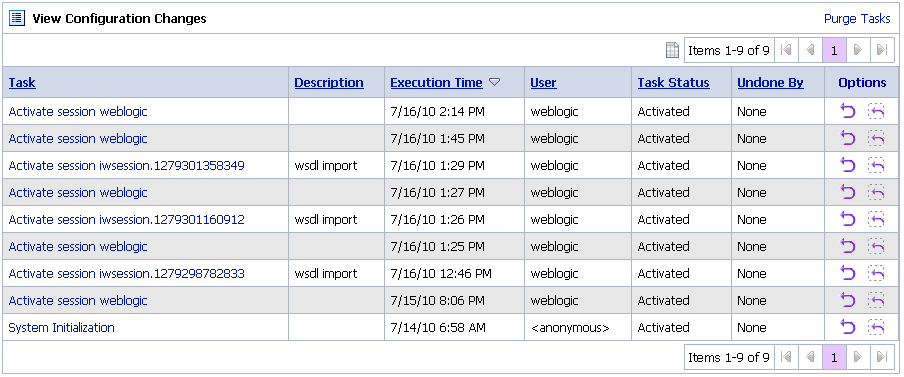 View Configuration Changes page