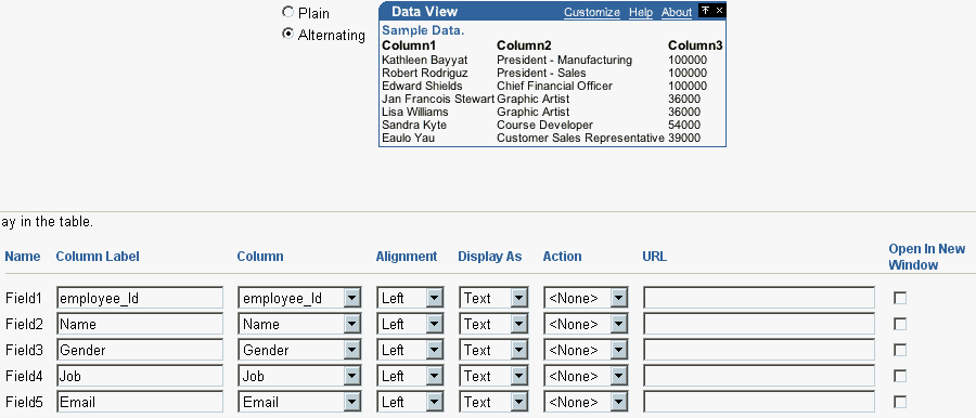 Shows Layout tab for Tabular style.