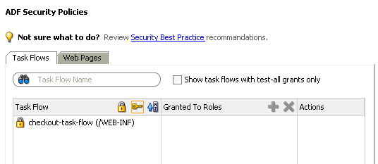 Hiding task flows with grants in ADF policy editor