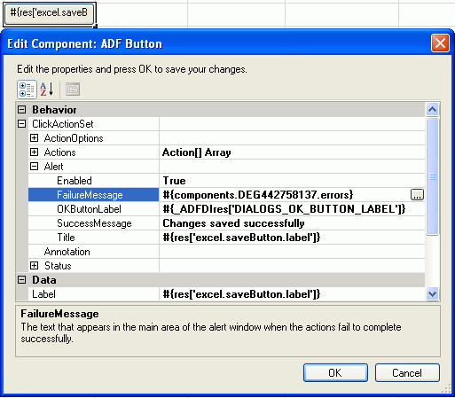 Alert Message Properties in an ActionSet