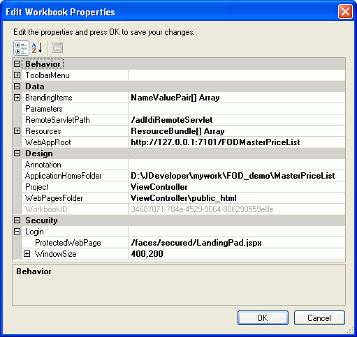 Workbook Properties dialog