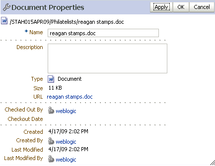 Document Properties page