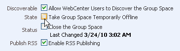 Take Group Space Offline disabled