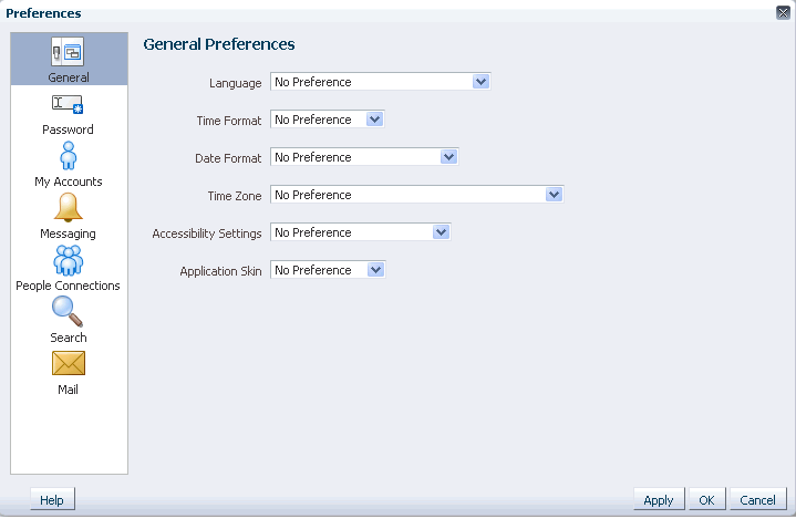 General panel in Preferences dialog