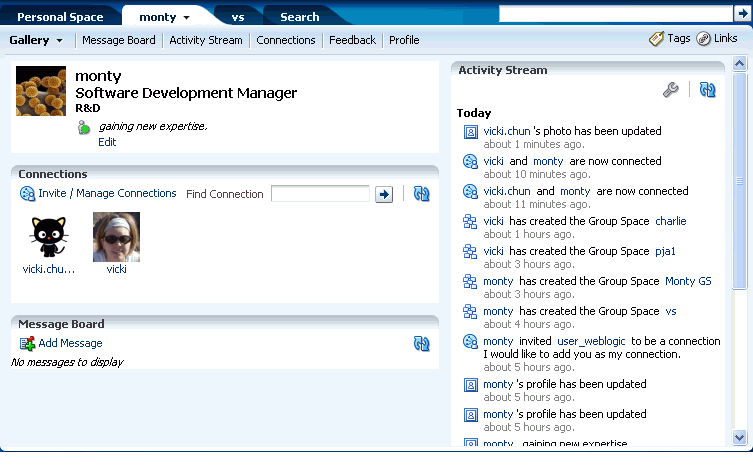 A user’s default People Connections page