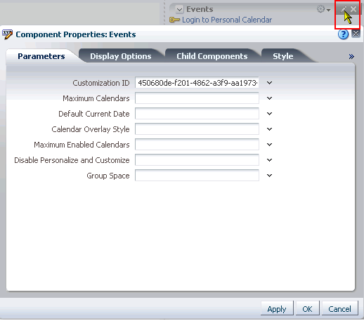 Component Properties dialog