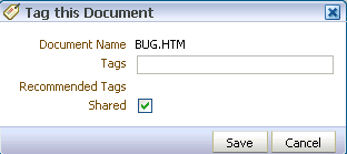 Tag this Document dialog box