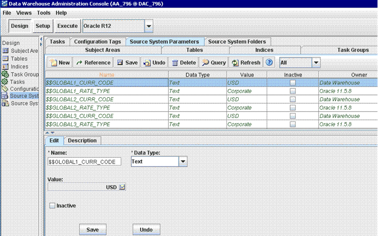 Screenshot of Global Currency Code Parameters