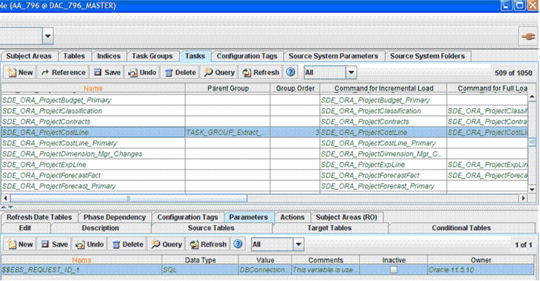 Screenshot of SDE Tasks in DAC