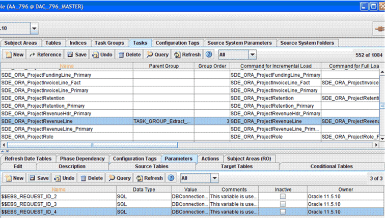 Screenshot of SDE Tasks in DAC