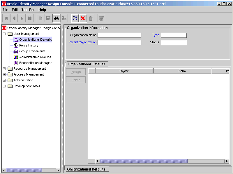 OIM Main Screen