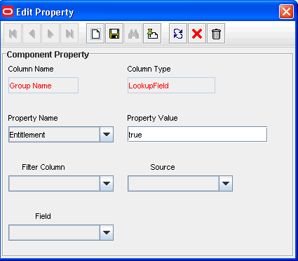 Edit Property dialog box for the lookup field Edit Property dialog box for the lookup field