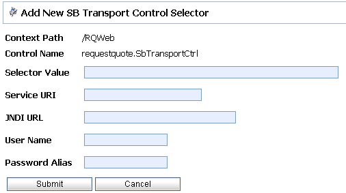 Add New Process Control Selector Page