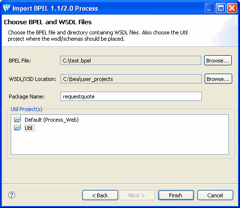 Import BPEL Source Window