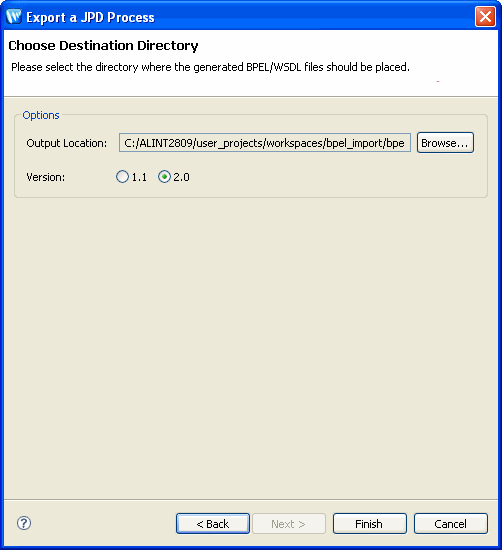BPEL Export Pane