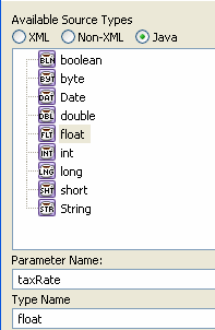 Select float node from Available Source Types