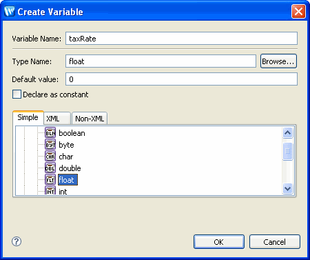 Create Variable Dialog Box