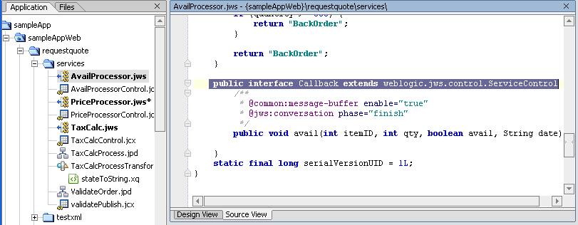 Viewing the Web Service Source 