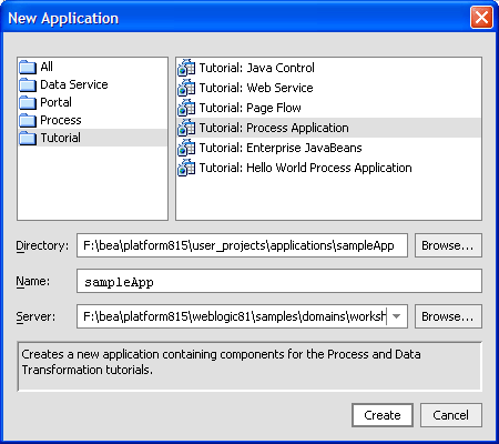 Creating a New Application in WebLogic Platform 8.x 