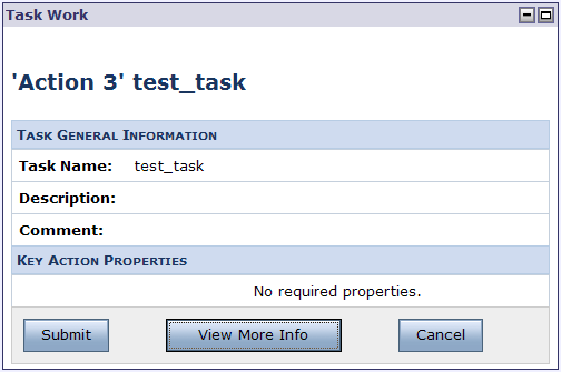 Details of Action Selected in Task