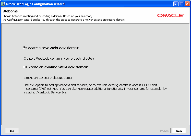 Configuration Wizard Welcome Page
