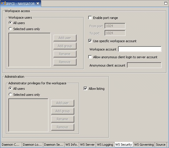 This image shows the Workspace account setting. This image shows the Workspace account setting.