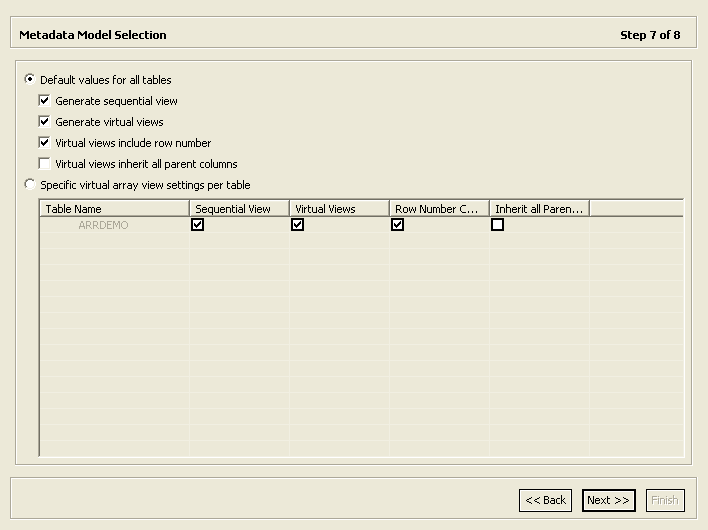 The image shows the Metadata Model Selection screen. The image shows the Metadata Model Selection screen.